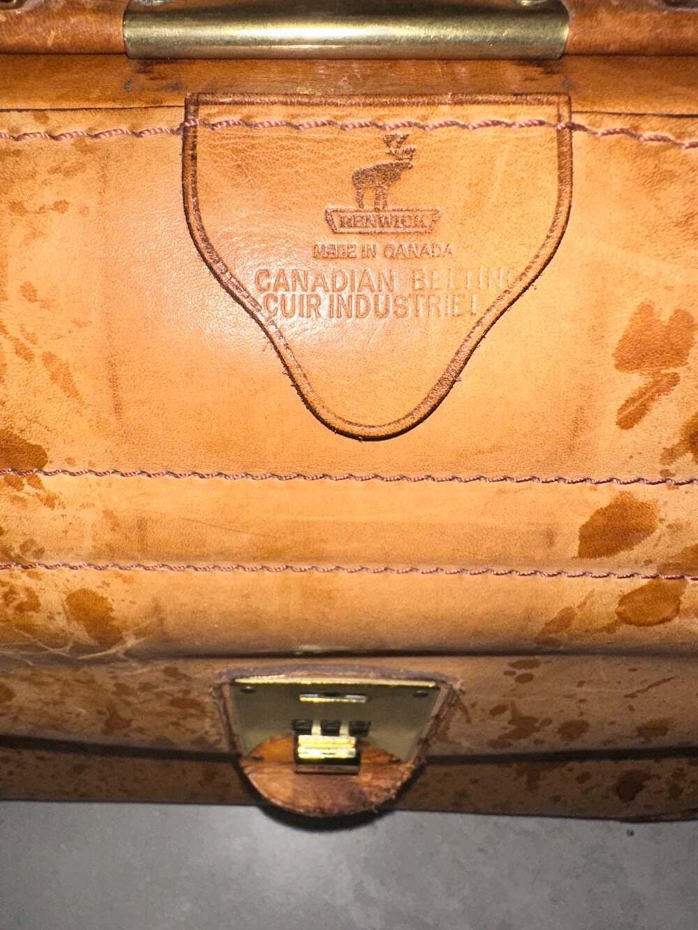 Vintage Renwick Canadian Belting Leather Briefcase Bag with lock combination